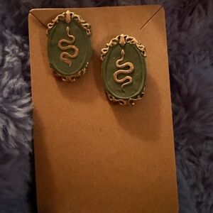 Green Snake Handmade Polymer Clay Earrings